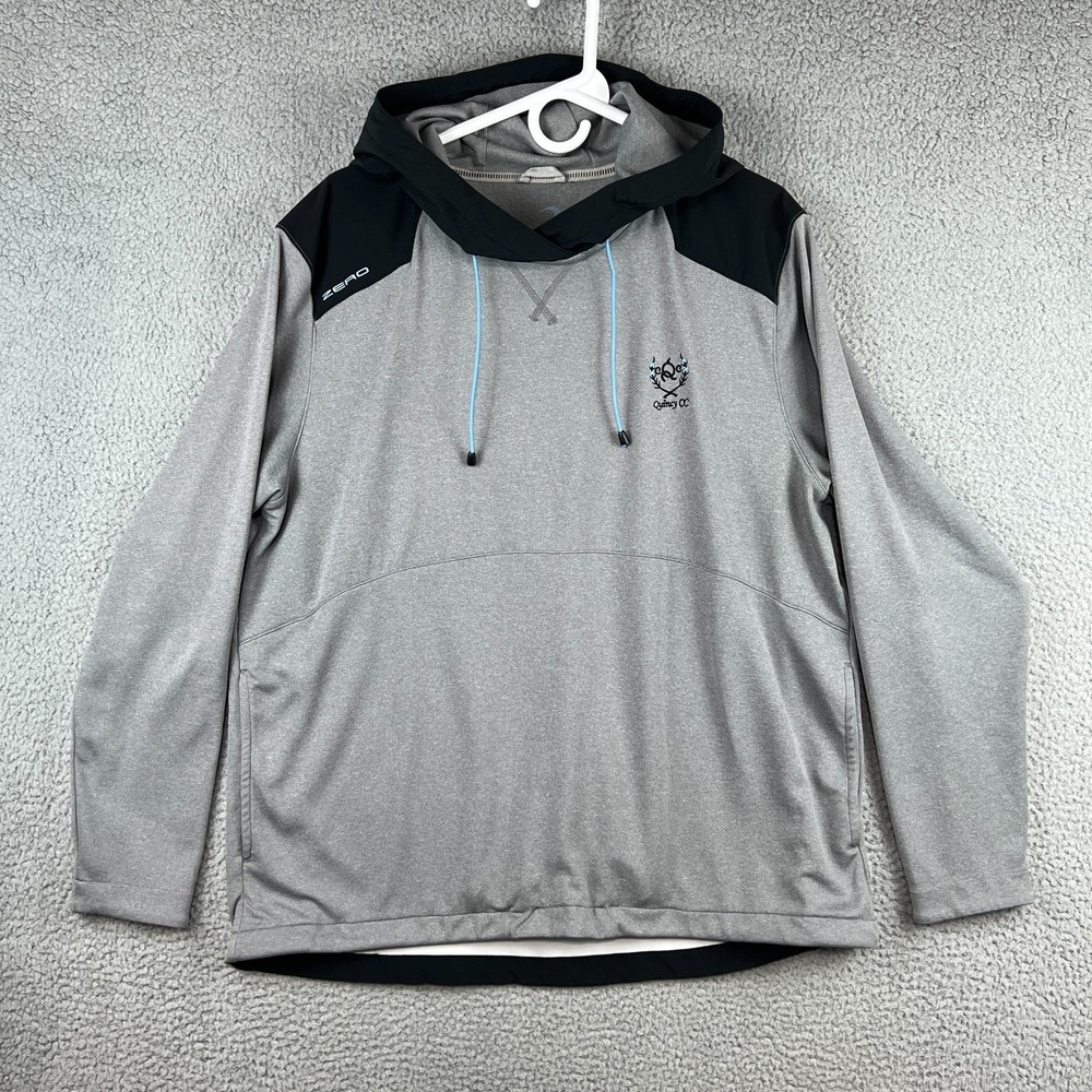 Zero‎ Restriction Hoodie Mens Large Gray Black Zip Kangaroo Pocket W1056 Golfing